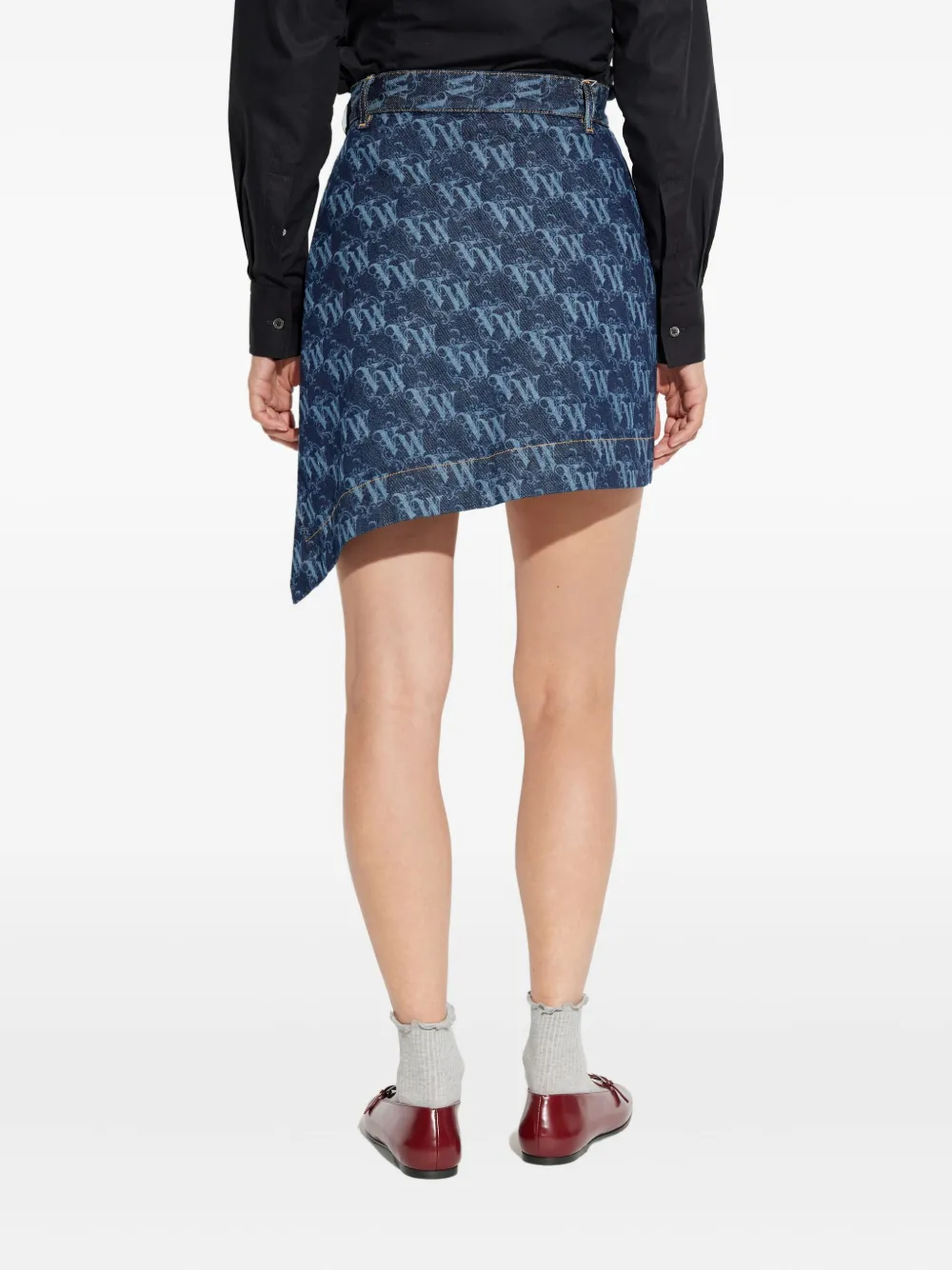 Vivienne Westwood Logo-pattern Asymmetric Mini Skirt In Blue
