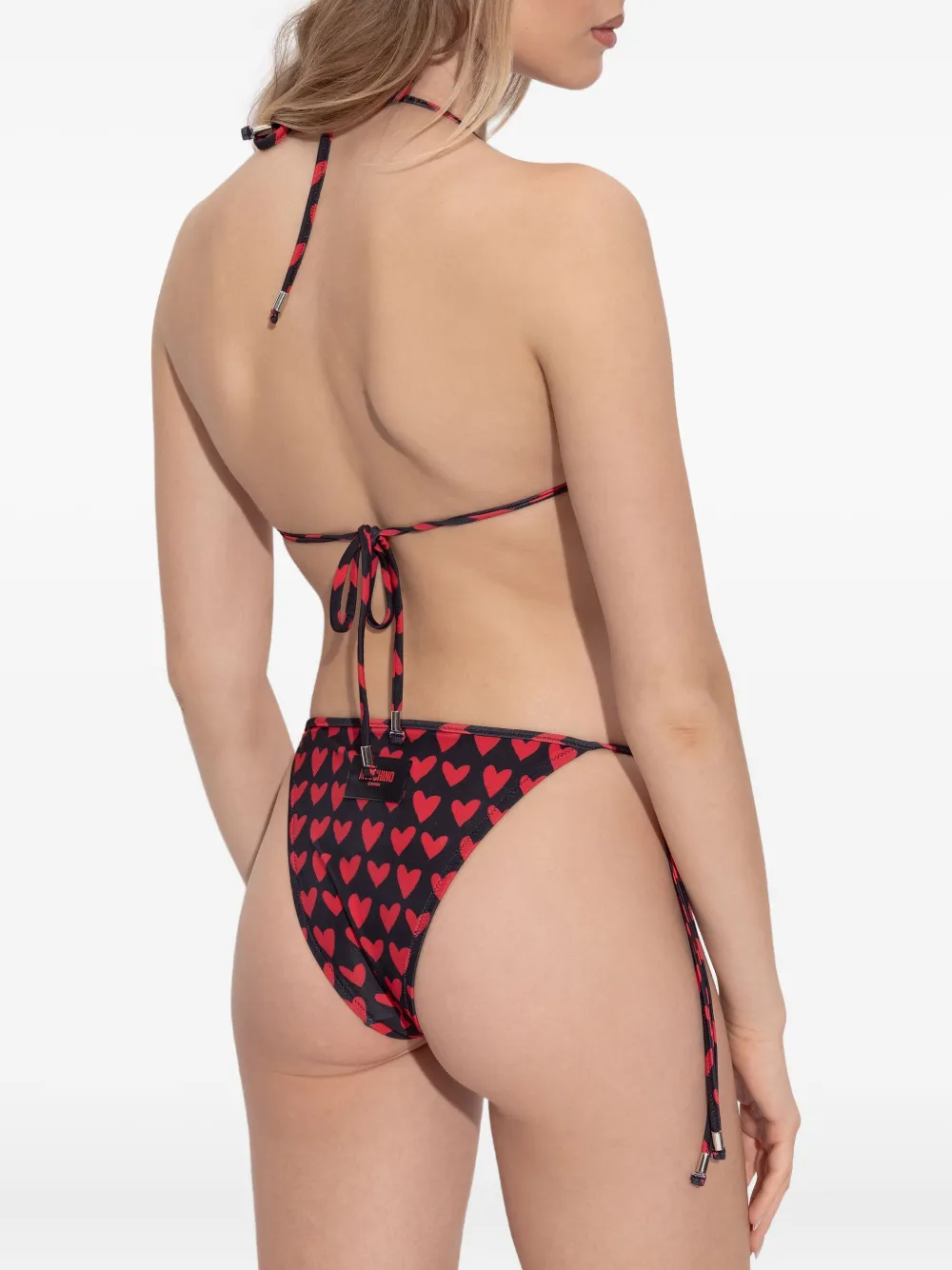 Moschino Heart-print Triangle Bikini Top In Black