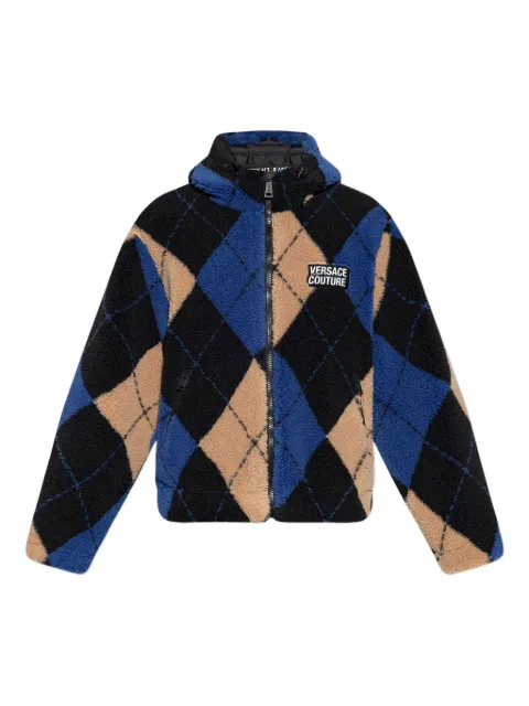 Versace Jeans Couture argyle-pattern hooded jacket