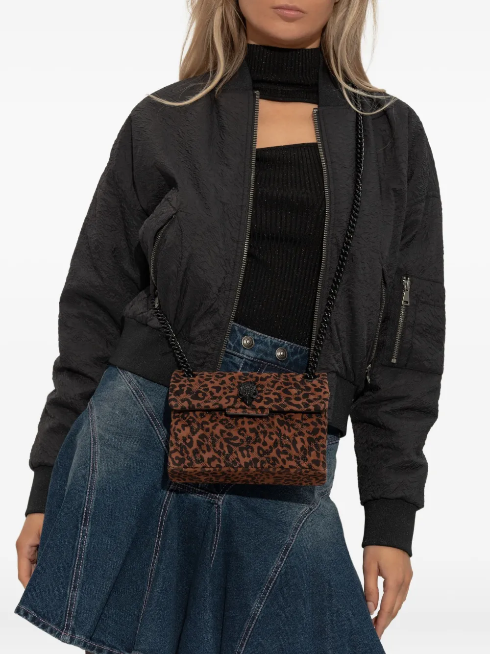 Kurt Geiger London mini Kensington leopard-print shoulder bag - Bruin