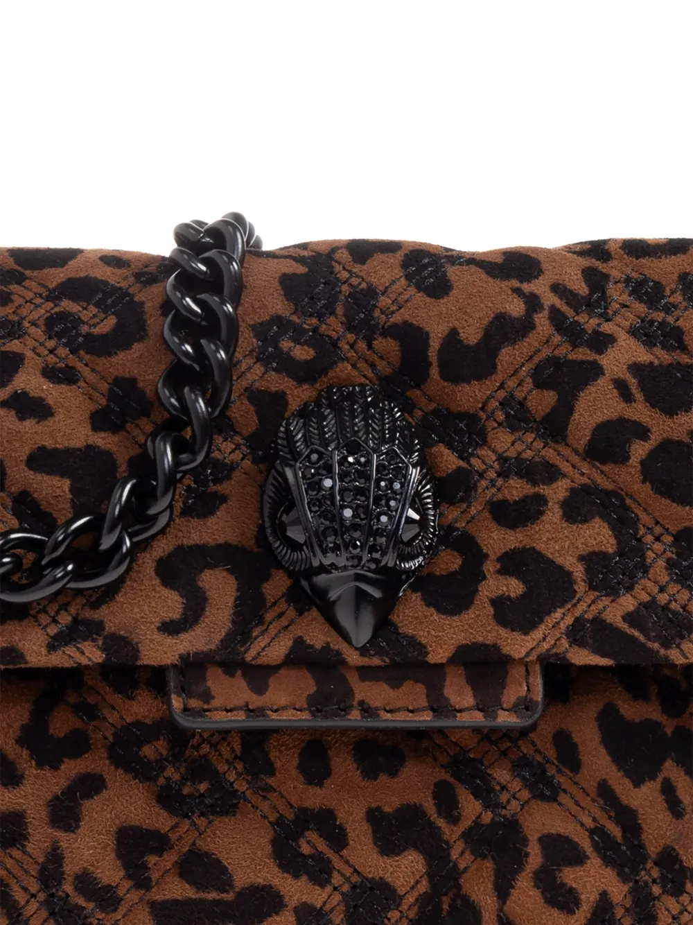 Kurt Geiger Womens Dk.brn Com Mini Kensington Kurt Leopard Suede Cross-body Bag In Brown