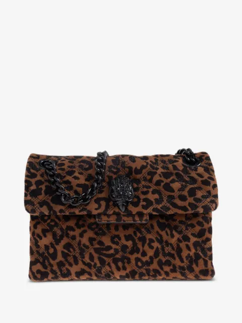Kurt Geiger London bolsa de hombro Kensington mediana con estampado de leopardo