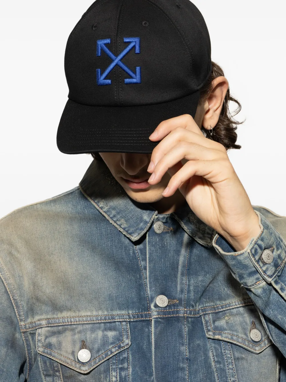 Off-White Honkbalpet met geborduurd logo Zwart