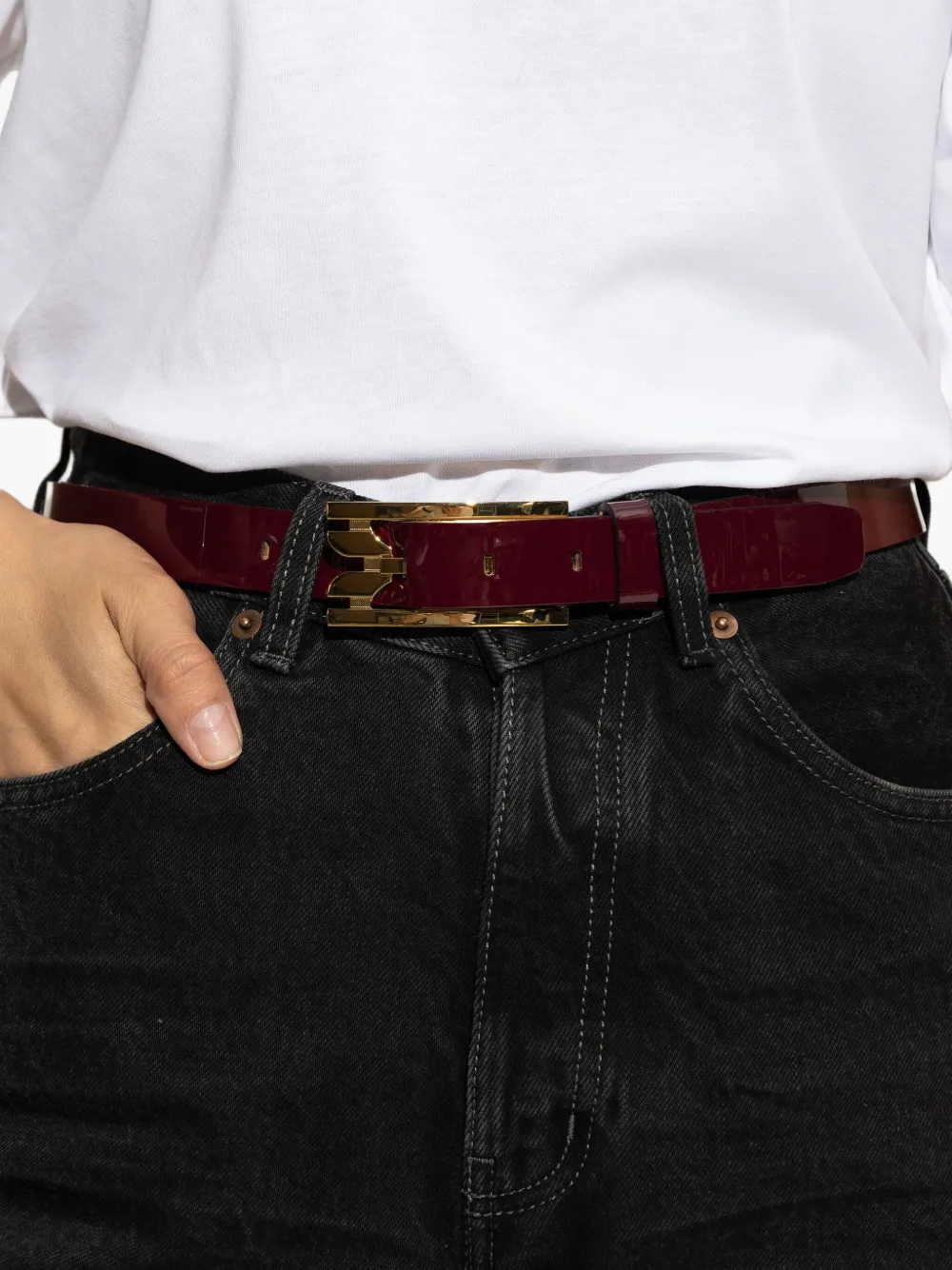 Victoria Beckham Lakleren riem Rood