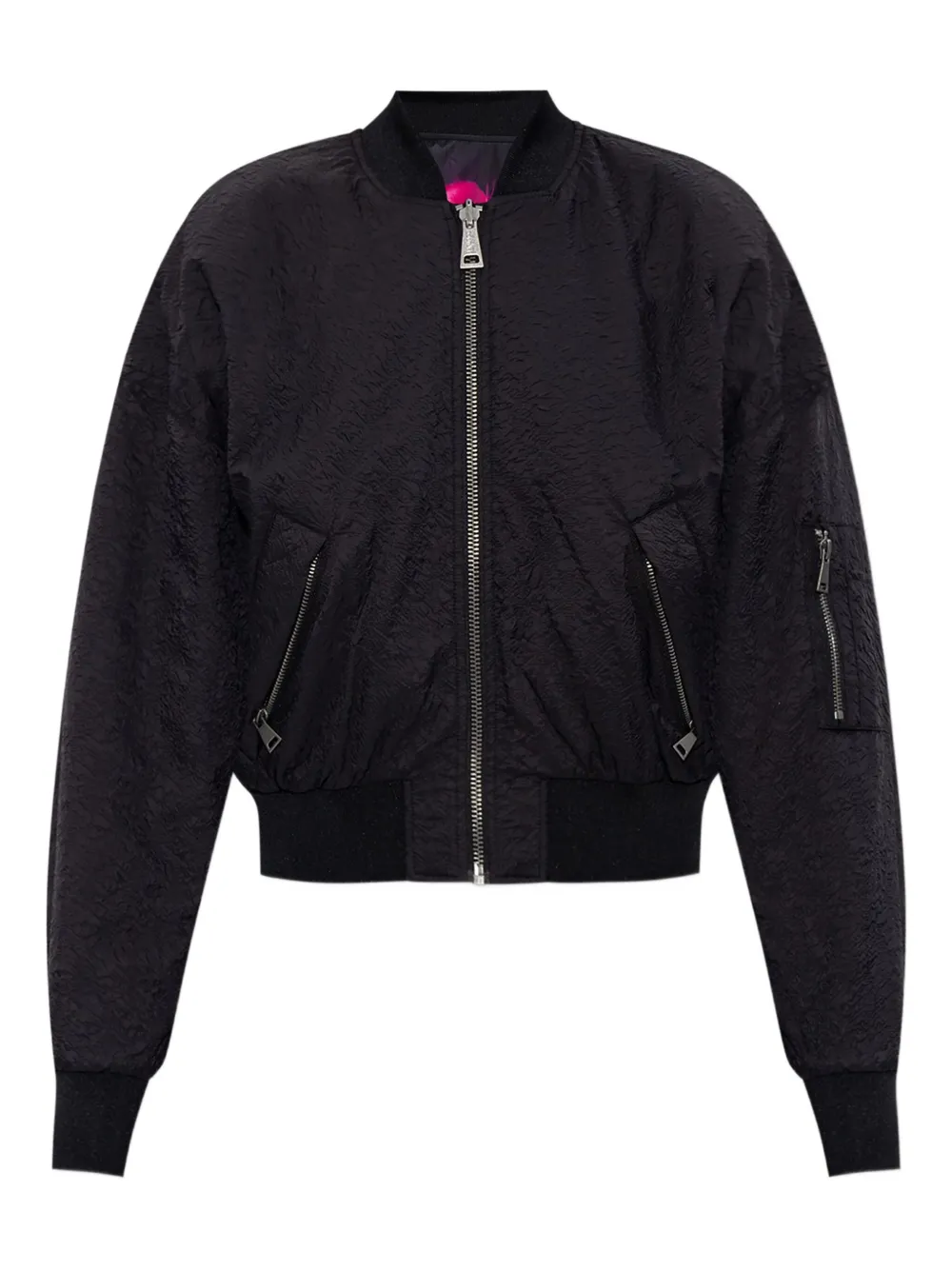 Versace Jeans Couture Zip-front Bomber Jacket In Black