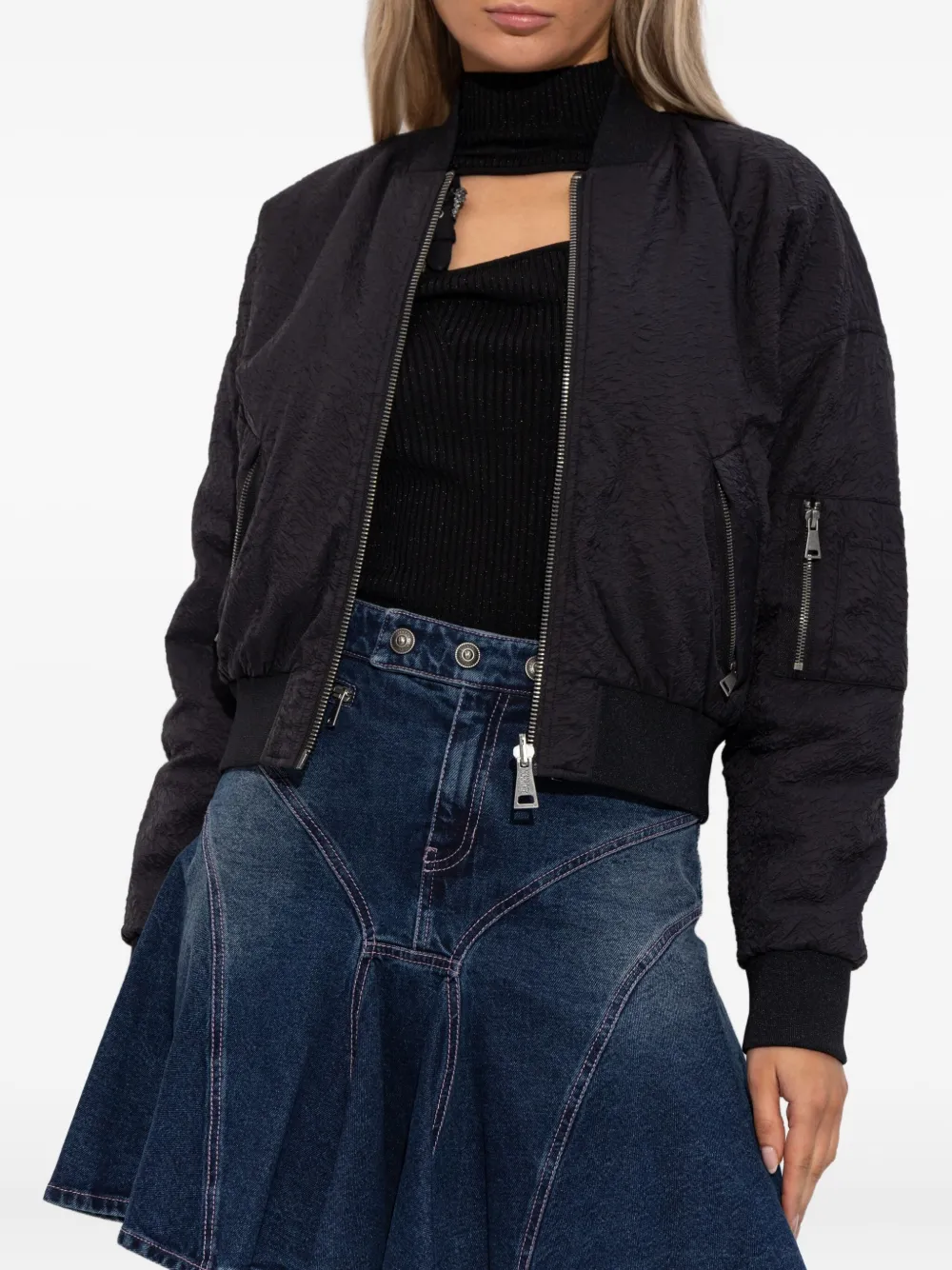 Versace Jeans Couture Zip-front Bomber Jacket In Black