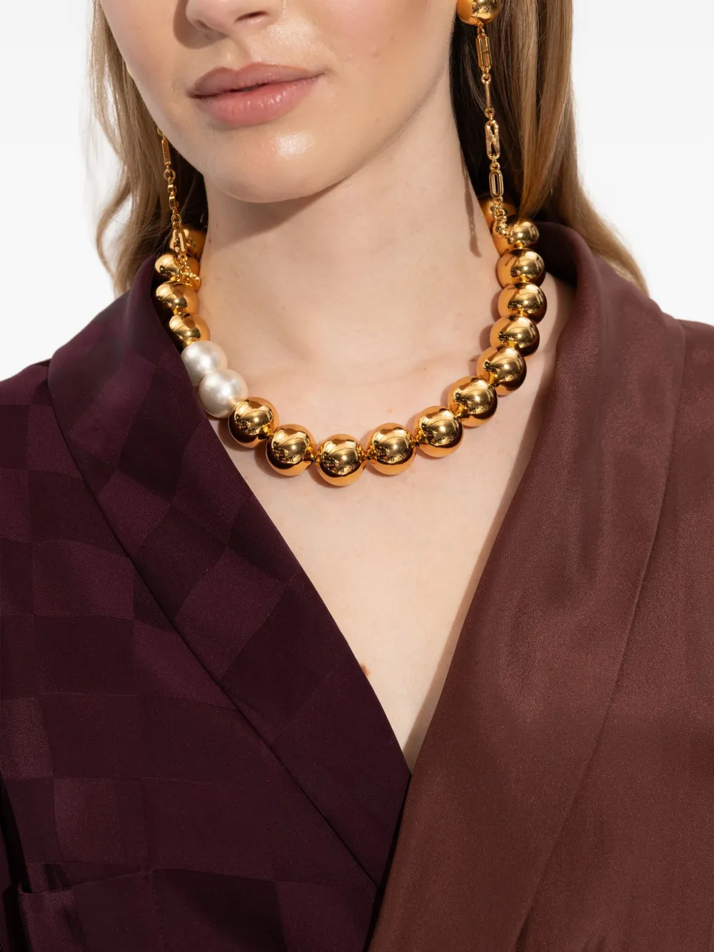 Moschino Halsketting met imitatieparels - Goud