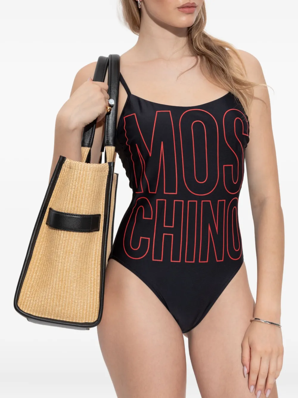 Moschino Logo-print Swimsuit In Black