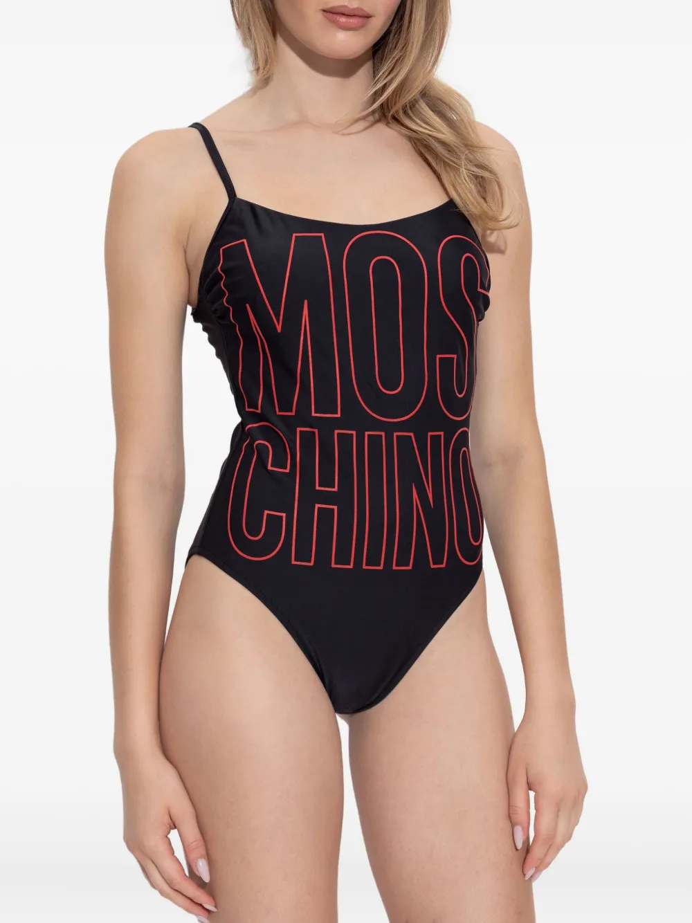 Moschino Logo-print Swimsuit In Black