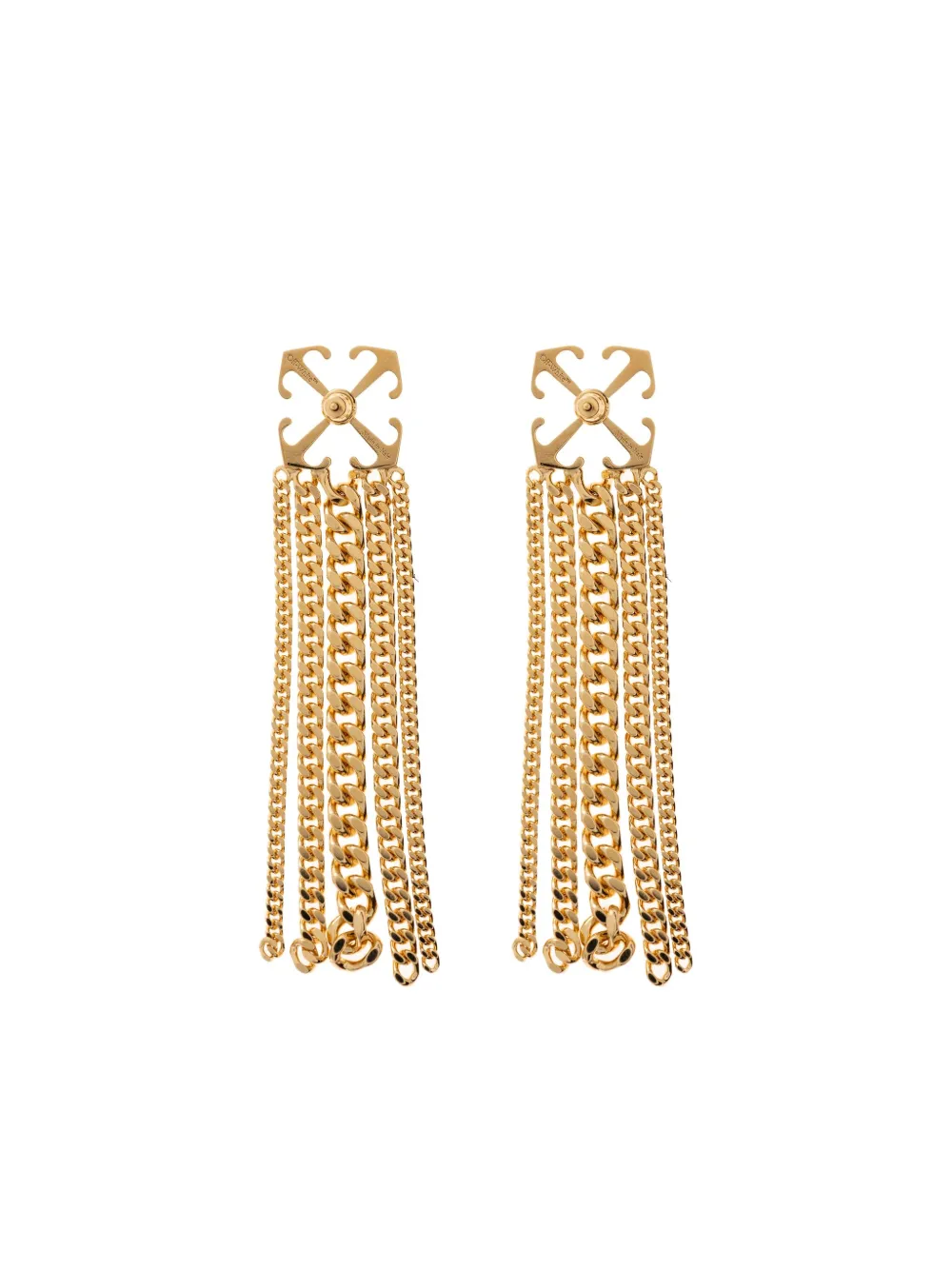 Off-white Arrows-motif Drop Earrings In Gold