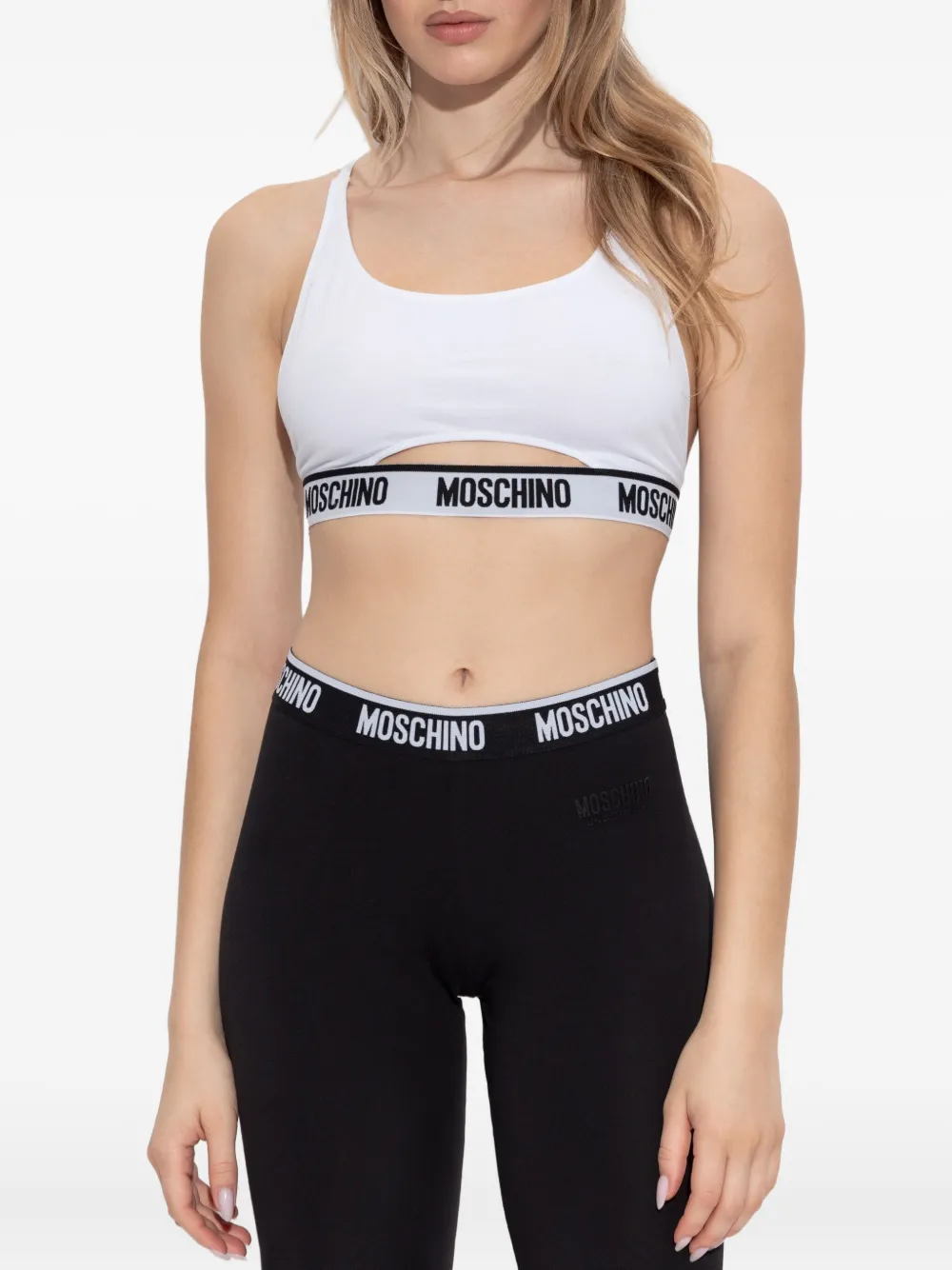 Moschino Top met logoband en uitgesneden details Wit
