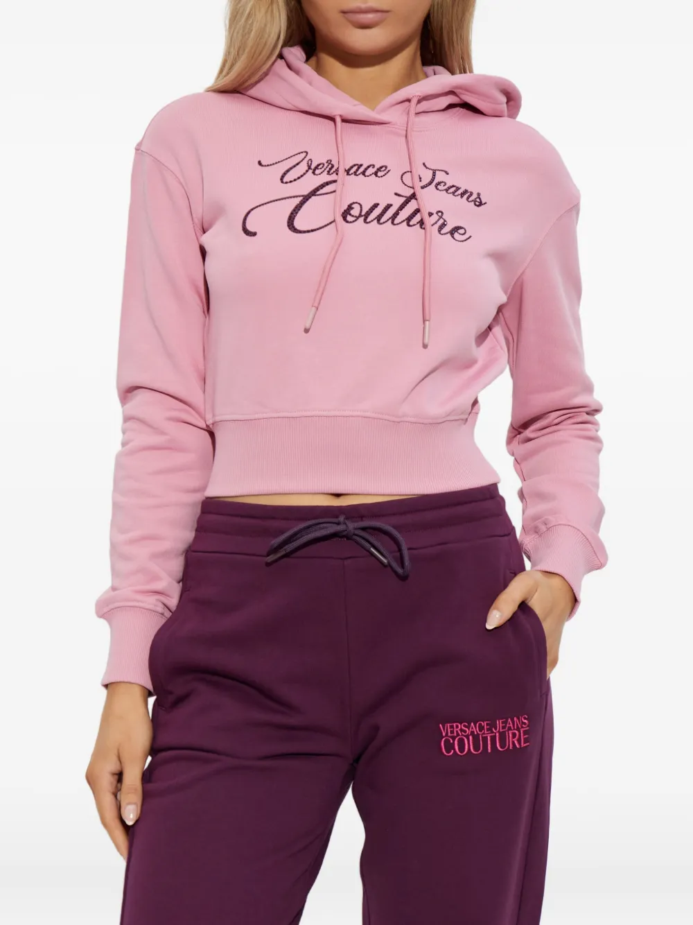 Versace Jeans Couture Verfraaide hoodie Roze