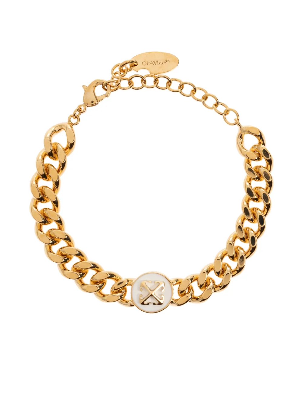 Off-white Arrows Curb-chain Bracelet In Gold