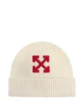 Off-White arrow-embellished ribbed beanie - Neutrals