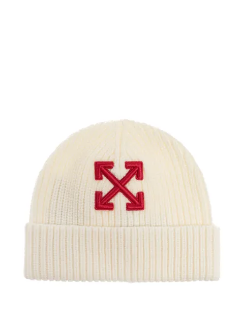 Off-White arrow-embellished ribbed beanie
