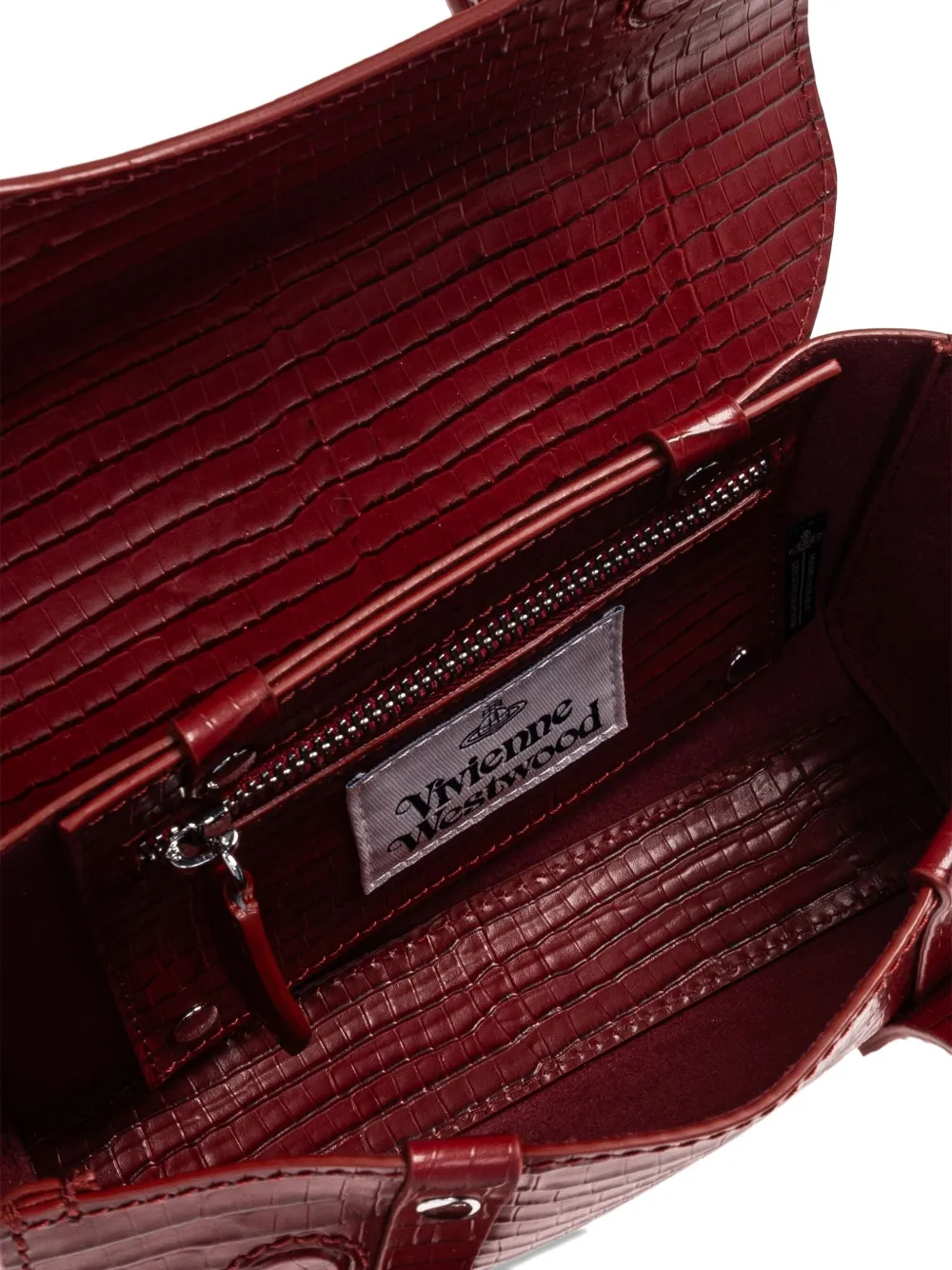 Vivienne Westwood Mini Bettina Crocodile-effect Tote Bag In Red