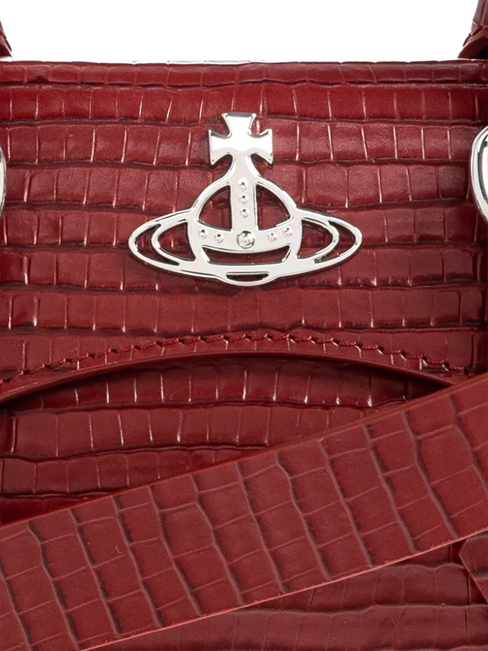 Vivienne Westwood Mini Bettina Crocodile-effect Tote Bag In Red