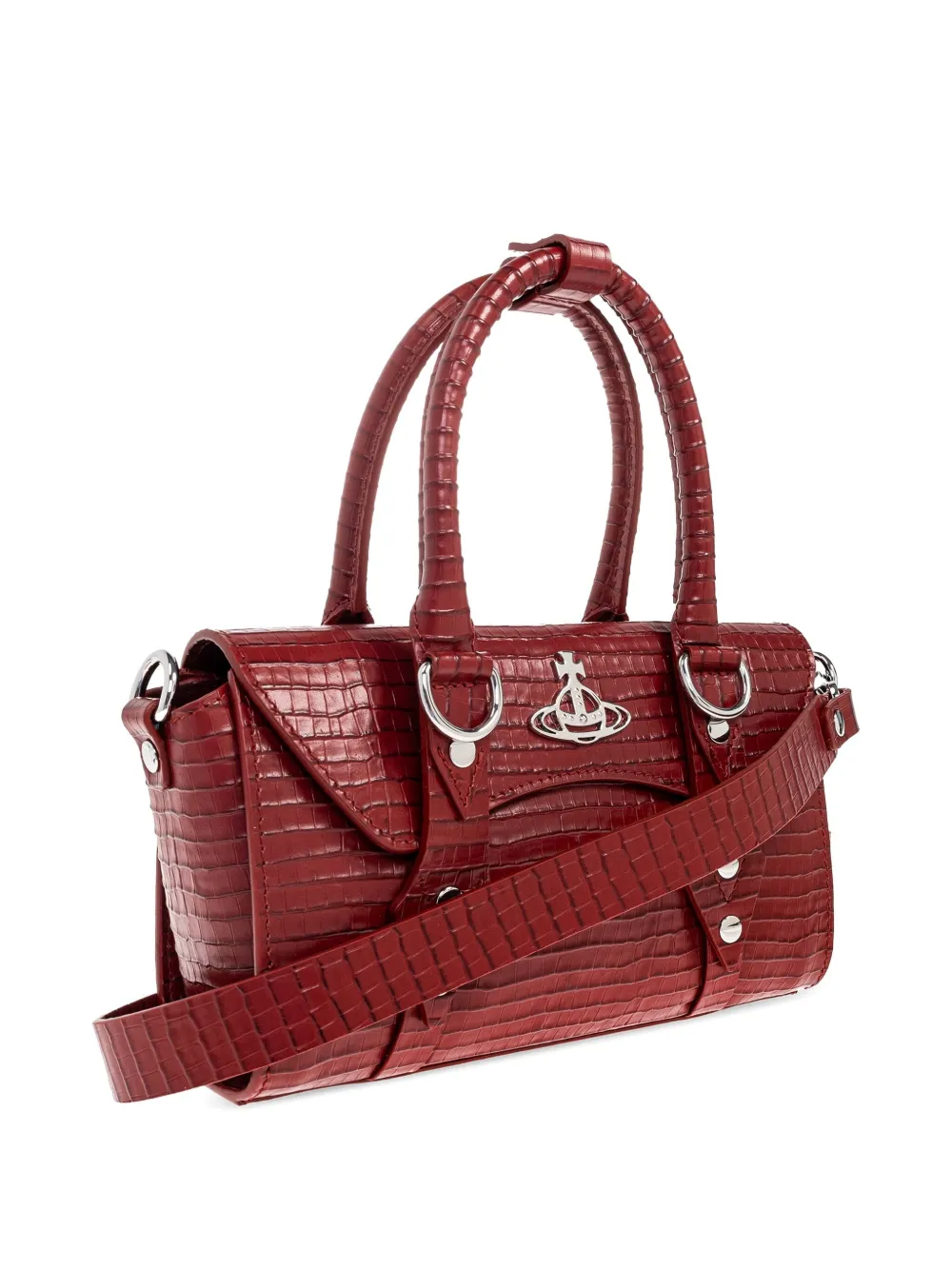 Vivienne Westwood Mini Bettina Crocodile-effect Tote Bag In Red