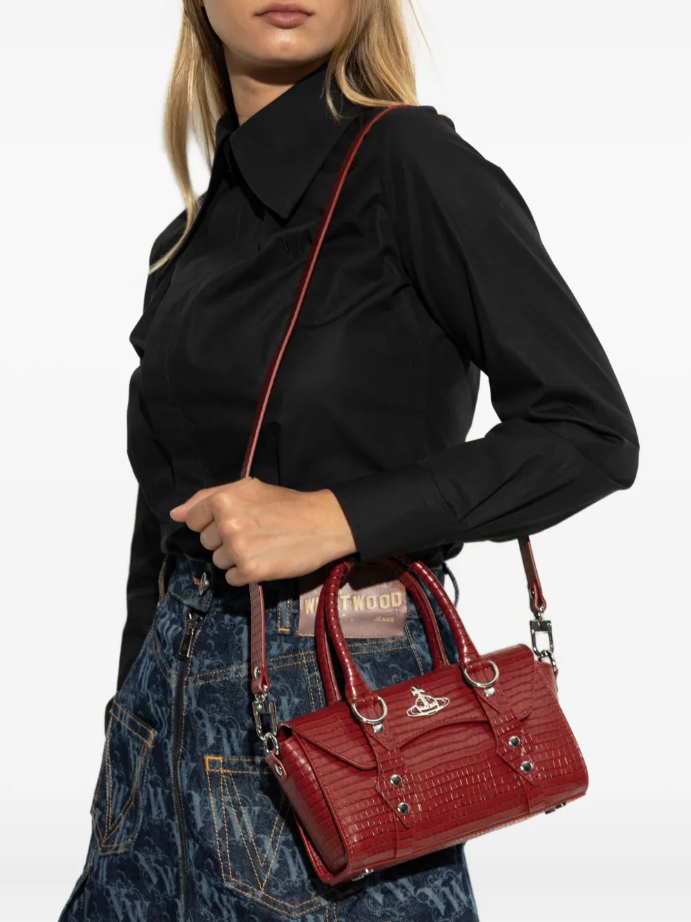 Vivienne Westwood mini Bettina crocodile-effect tote bag - Rood