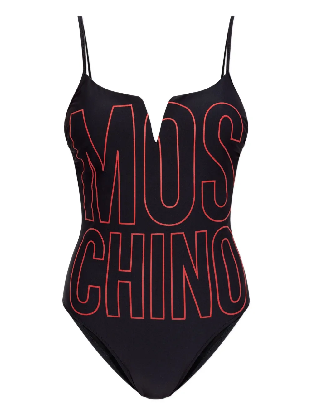 Moschino logo-print V-neck swimsuit | Black | Image 1