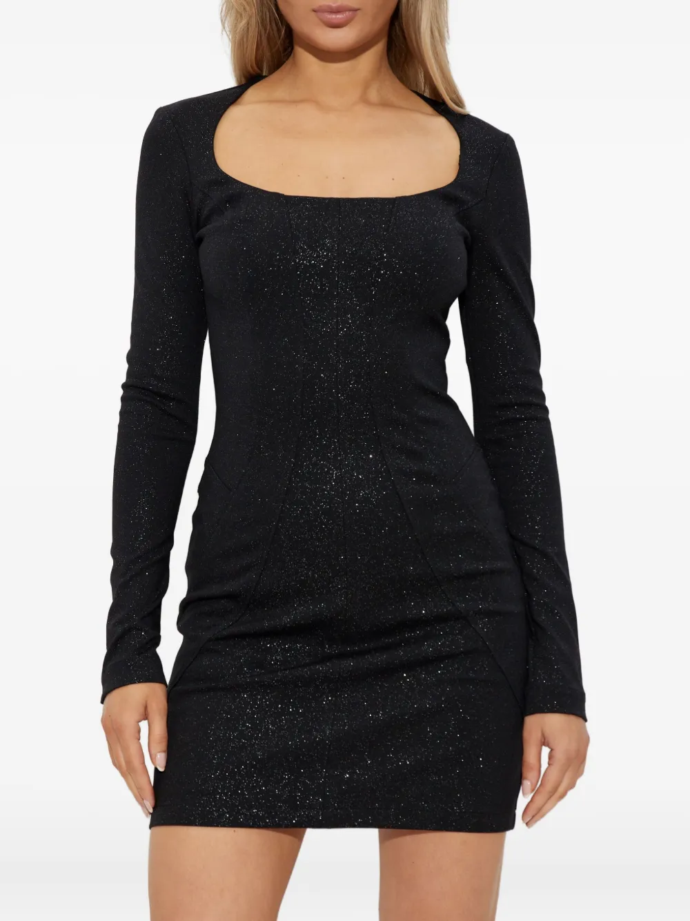 Versace Jeans Couture Square-neck Mini Dress In Black