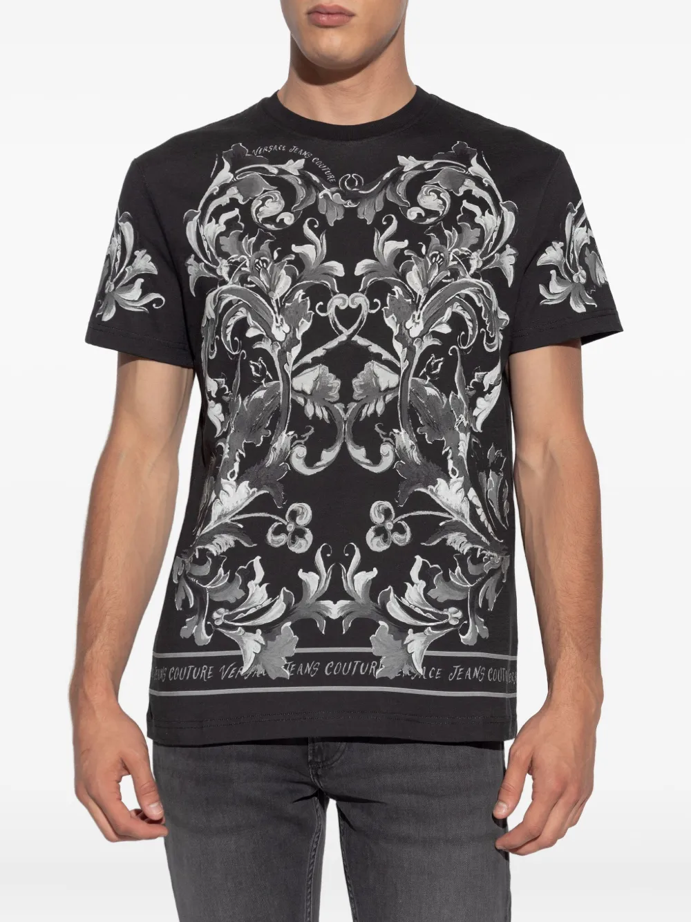Versace Jeans Couture T-shirt met barokprint Zwart