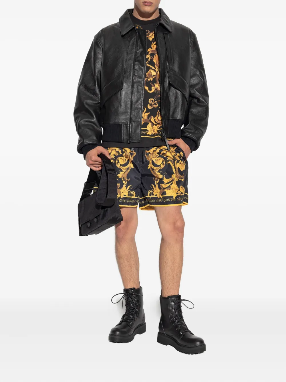 Versace Jeans Couture baroque-print drawstring shorts - Zwart