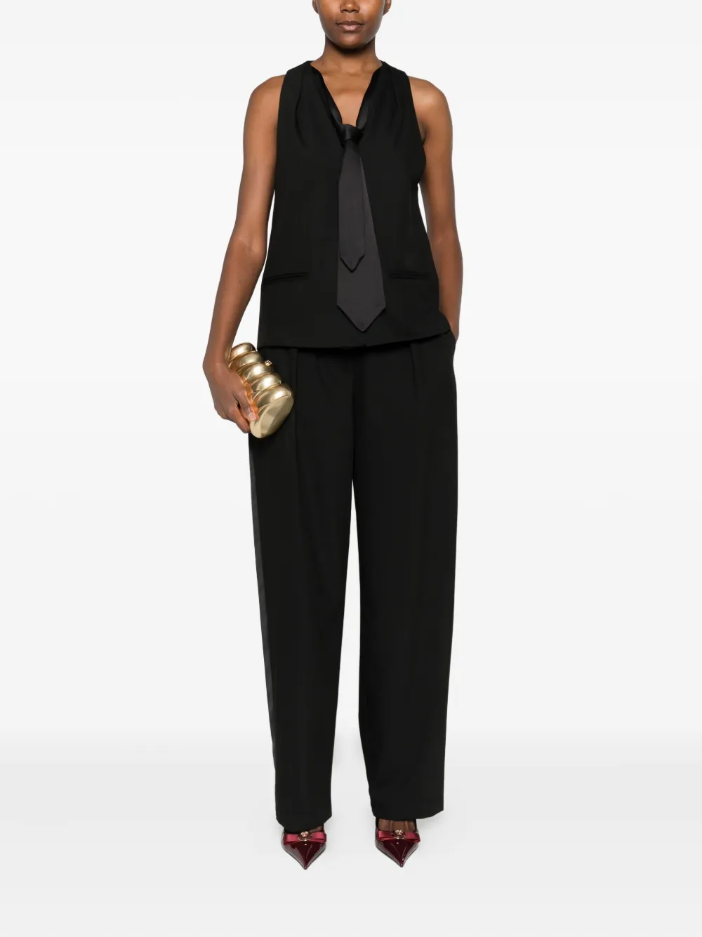 IMPERIAL tie-belt pleated trousers - Zwart