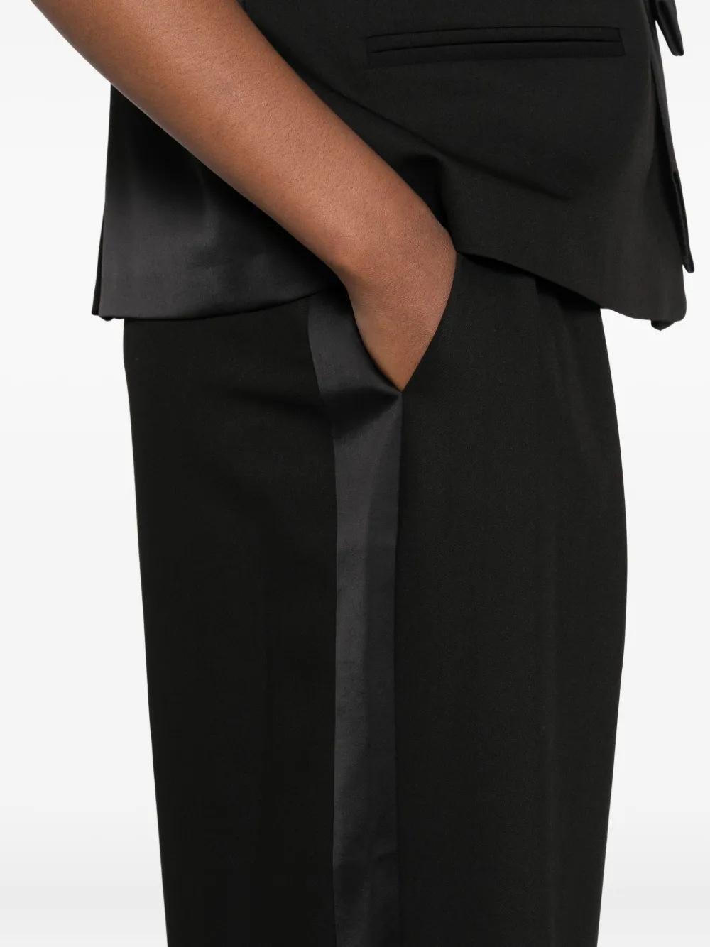 IMPERIAL Plooibroek met gestrikte ceintuur Zwart