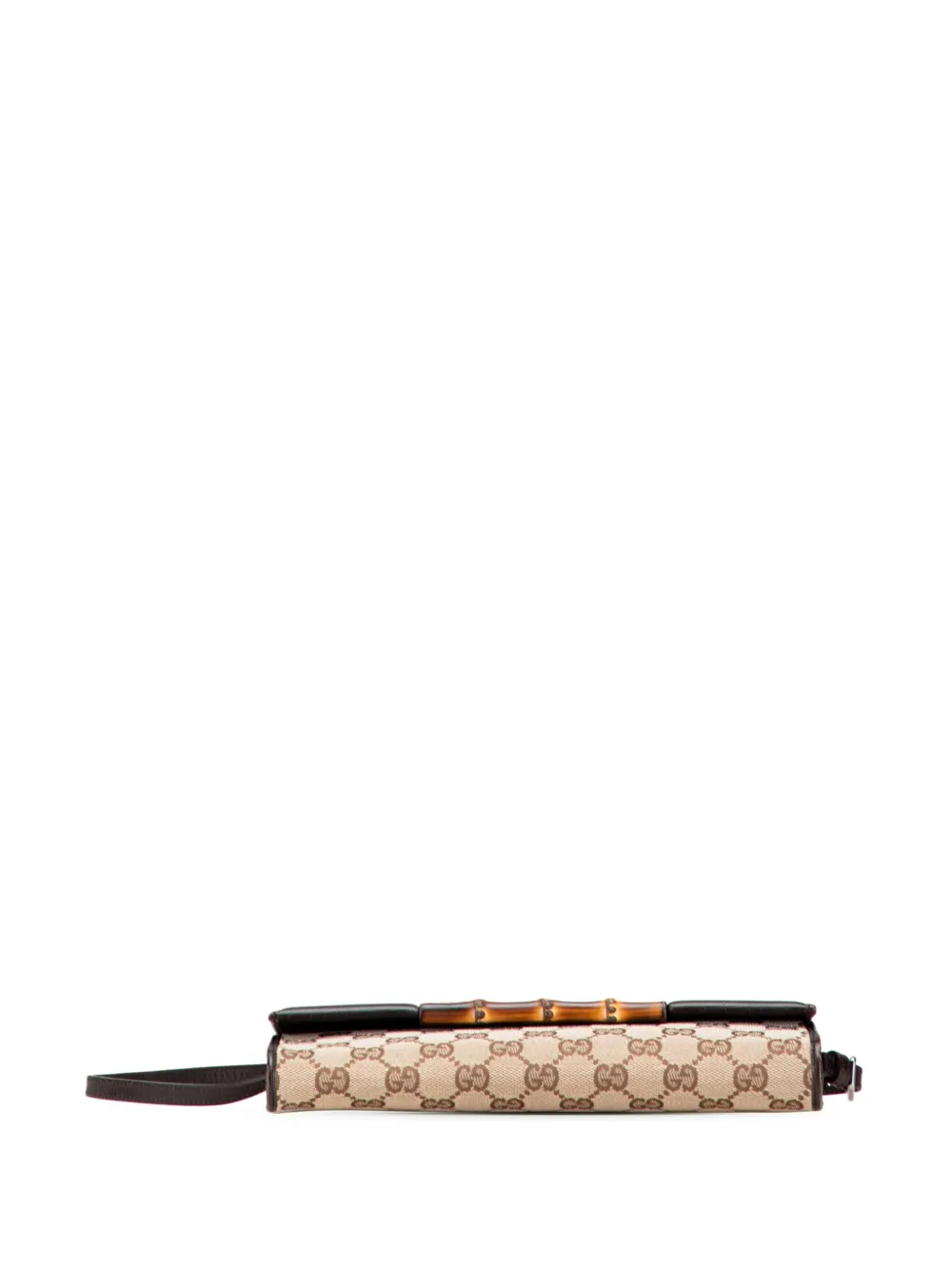Pre-owned Gucci 2000-2015 Gg Canvas Bamboo Bar Crossbody Bag In Brown