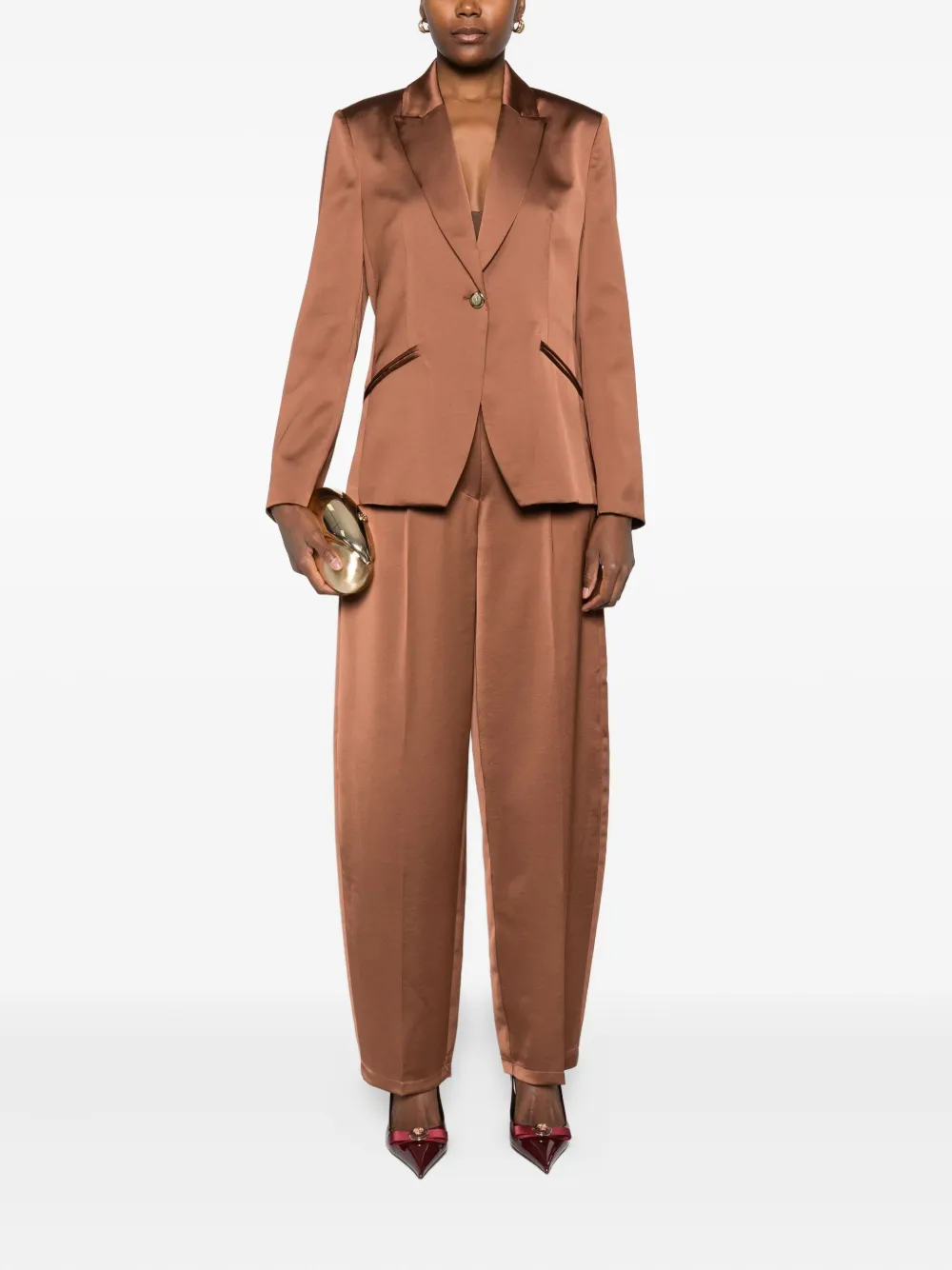 IMPERIAL pleated tapered trousers - Bruin