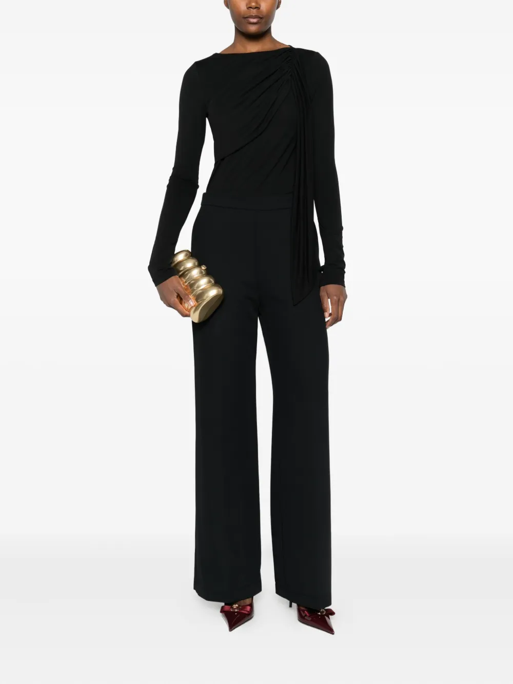 IMPERIAL high-waisted wide-leg trousers - Zwart
