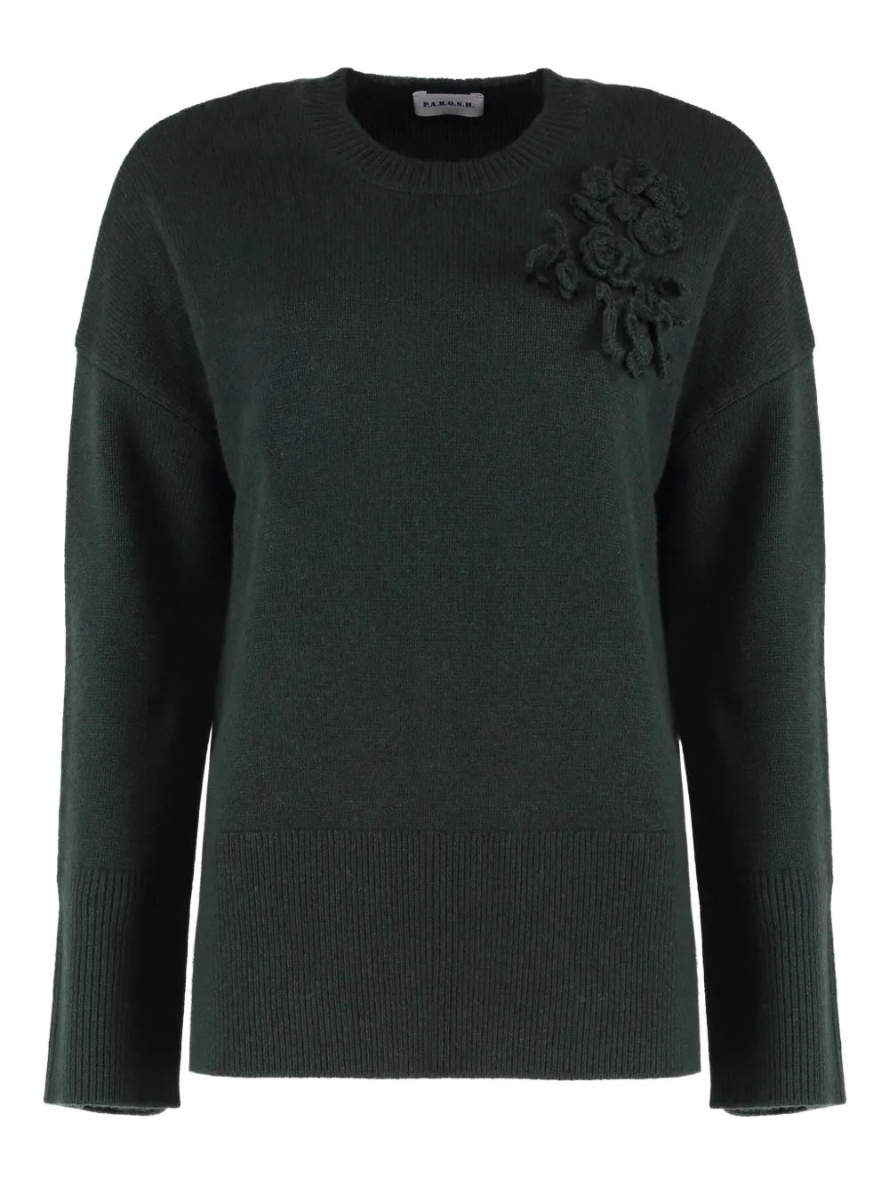 P.A.R.O.S.H. flower-embellished ribbed sweater - グリーン P.A.R.O.S.H. flower-embellished ribbed sweater - グリーン
