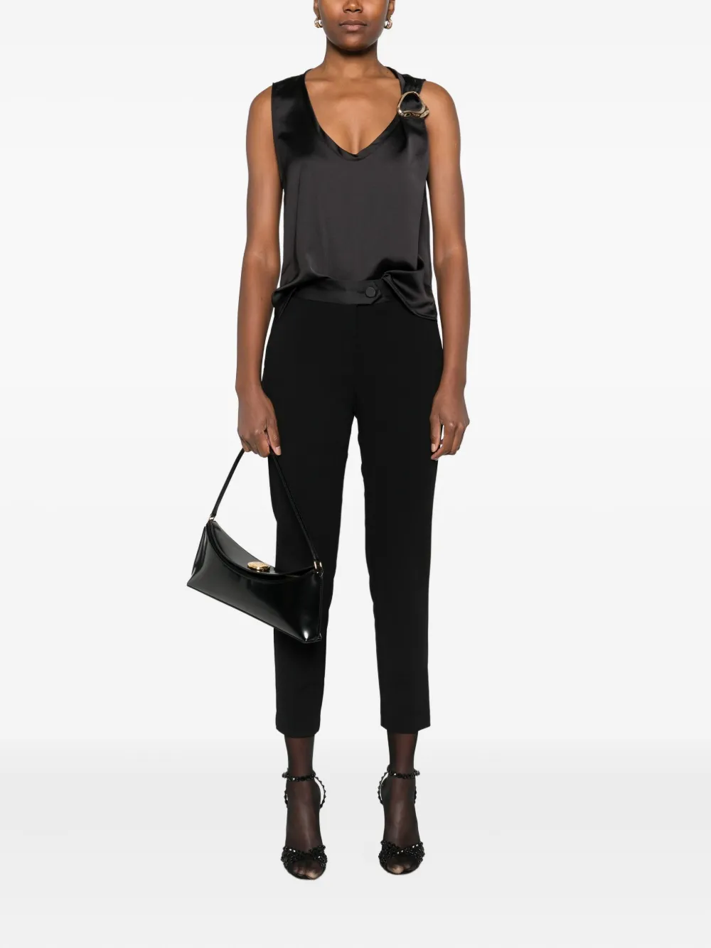 IMPERIAL satin-waistband trousers - Zwart