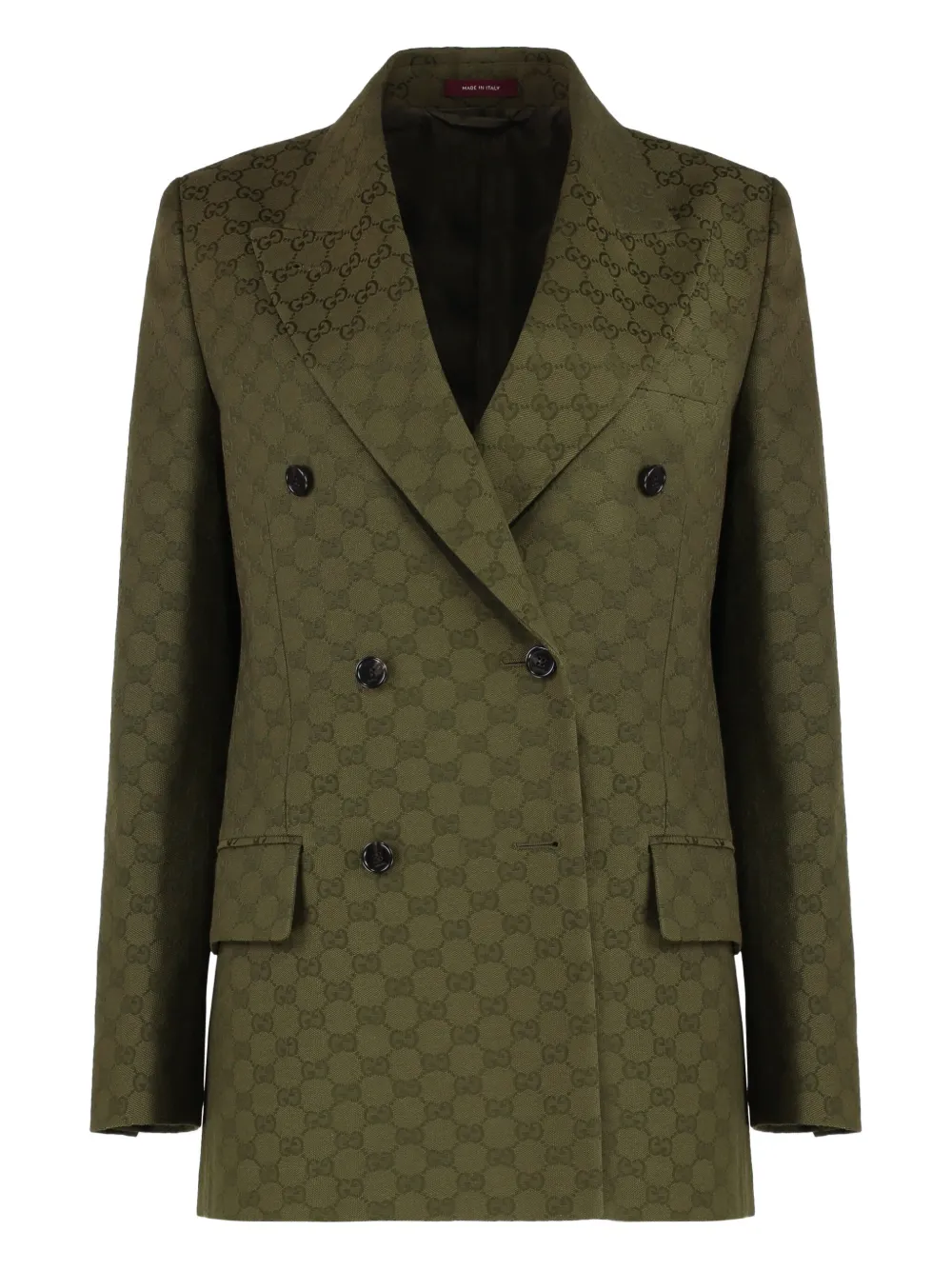 Gucci GG-pattern padded-shoulder blazer Groen