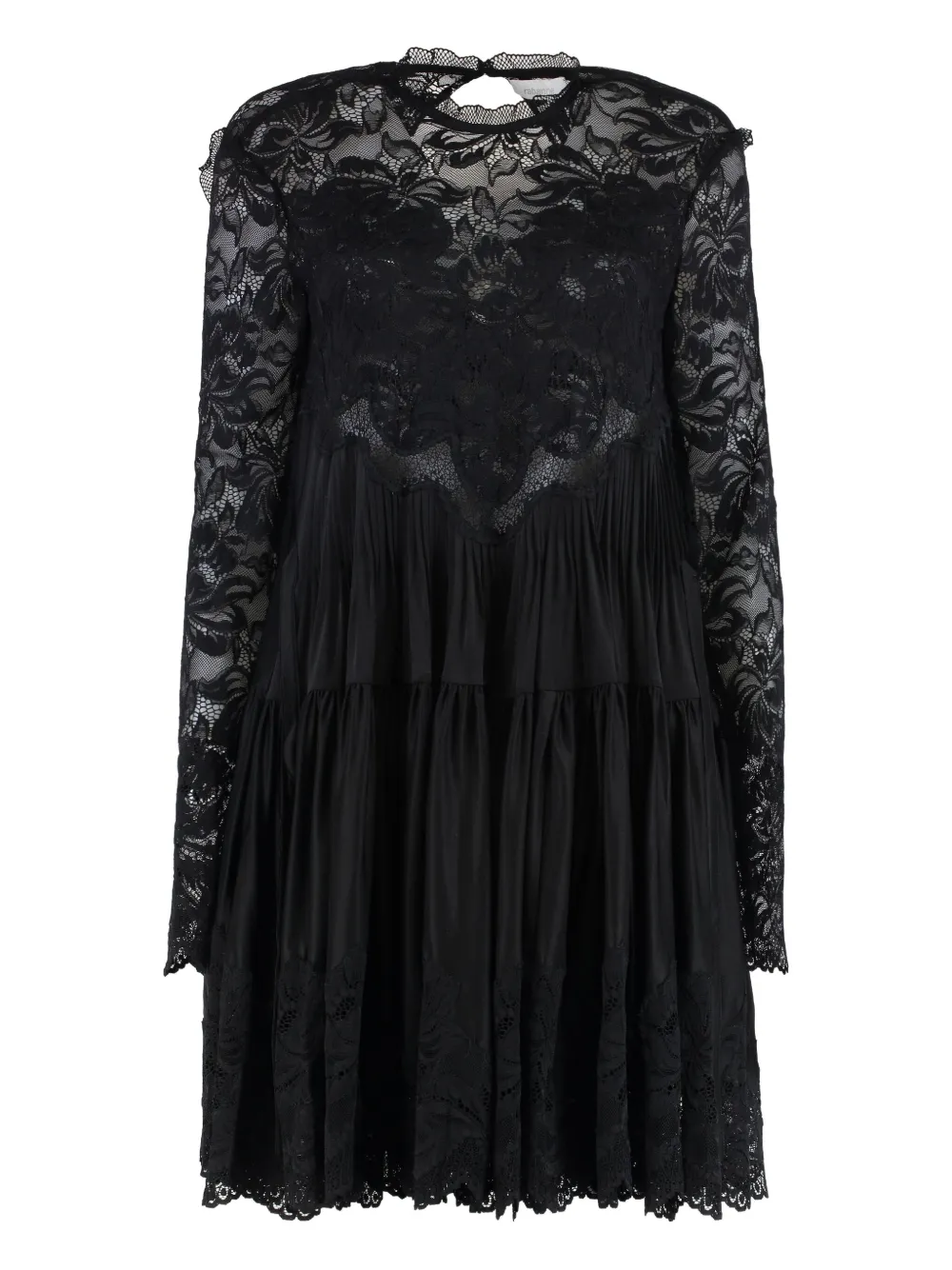 Rabanne floral-lace tiered dress | Black | Image 1
