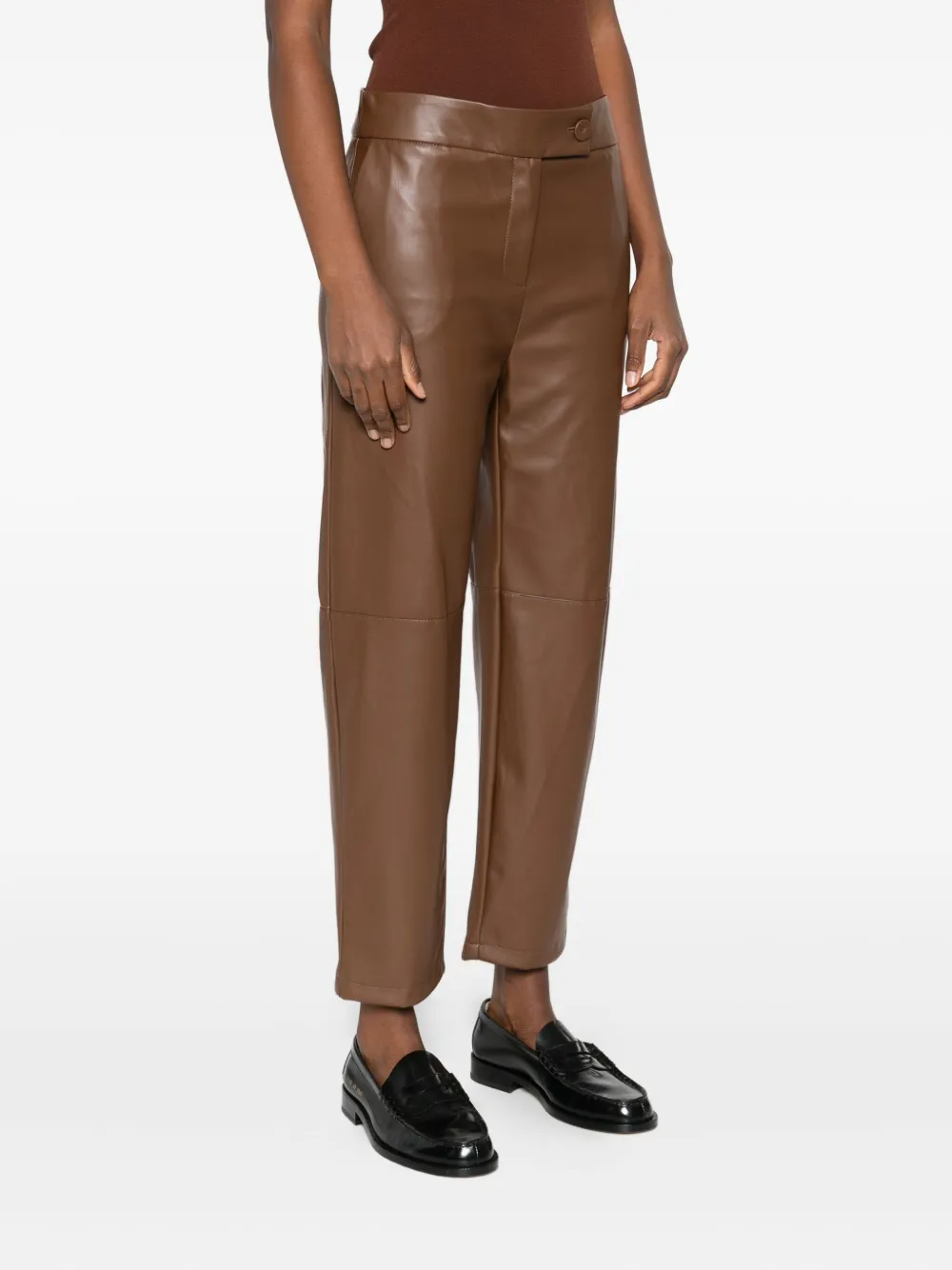 Imperial Button-fastening Crop Trousers In Brown