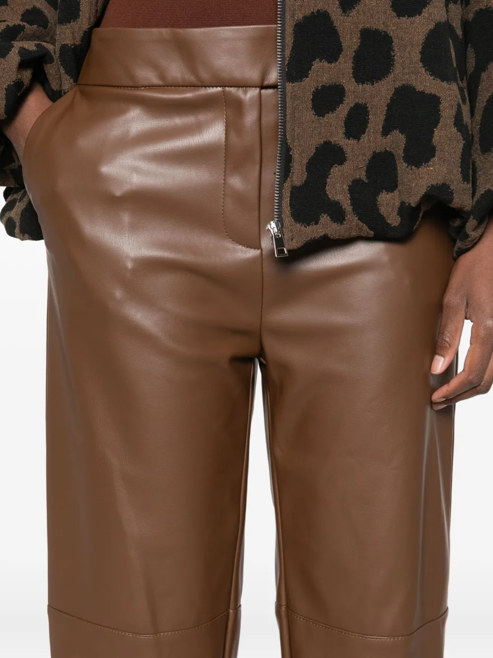 Imperial Button-fastening Crop Trousers In Brown