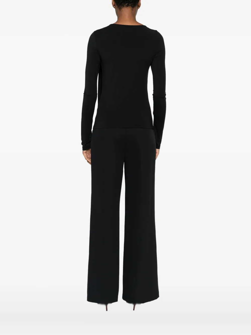 Imperial Draped Long-sleeve Top In Black