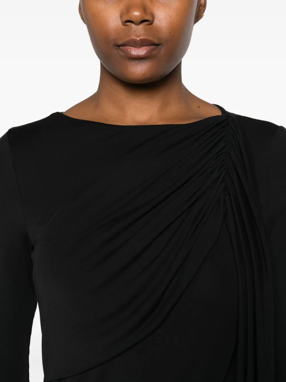 Imperial Draped Long-sleeve Top In Black