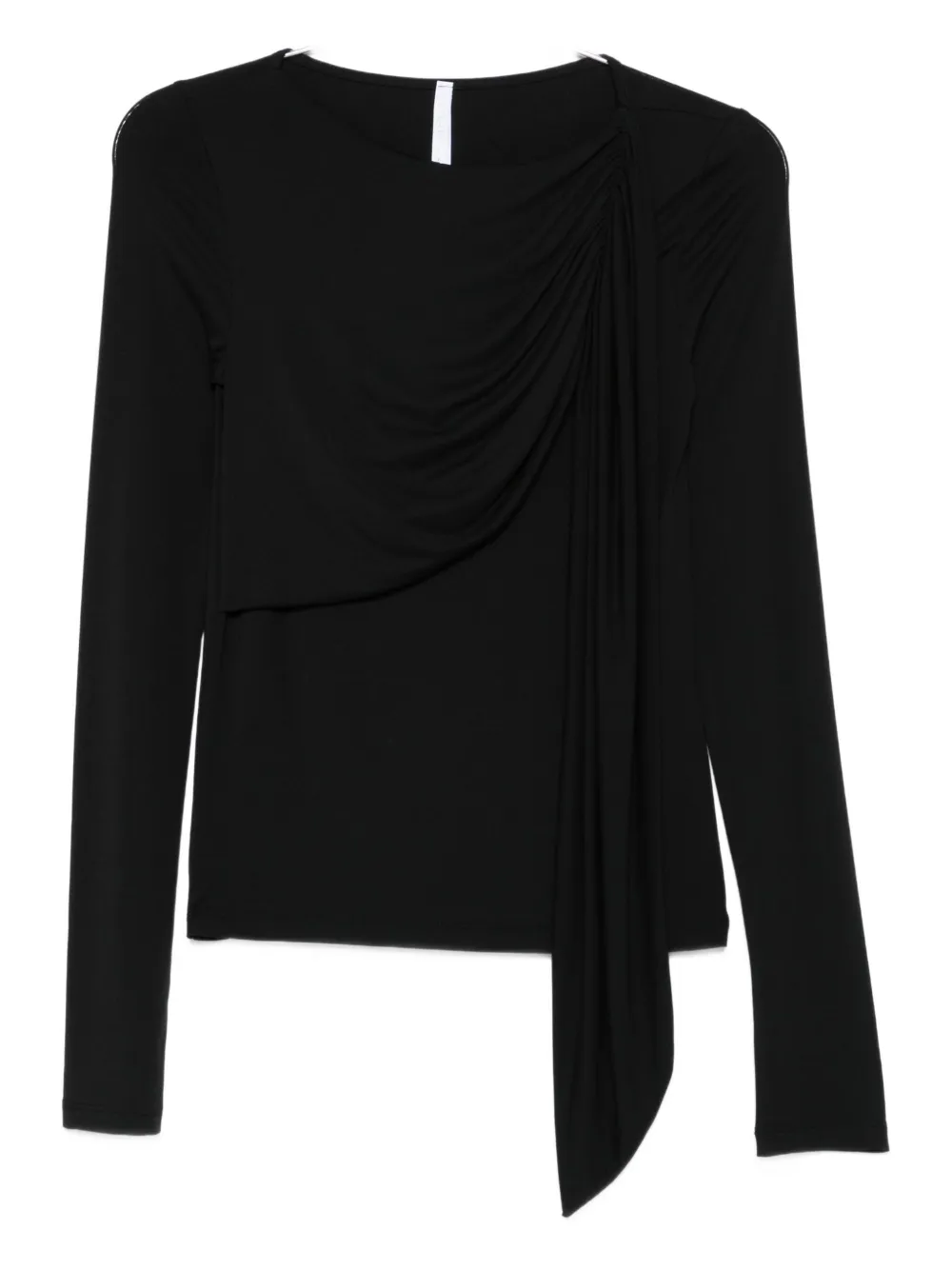 Imperial Draped Long-sleeve Top In Black