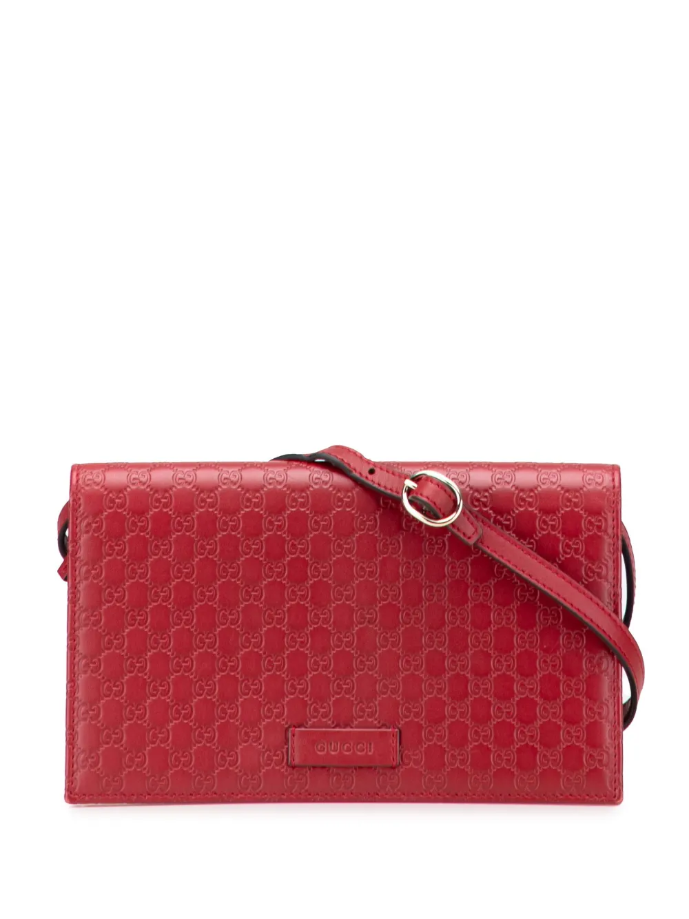 Pre-owned Gucci 2000-2015 Microssima Wallet On Strap Crossbody Bag In Red