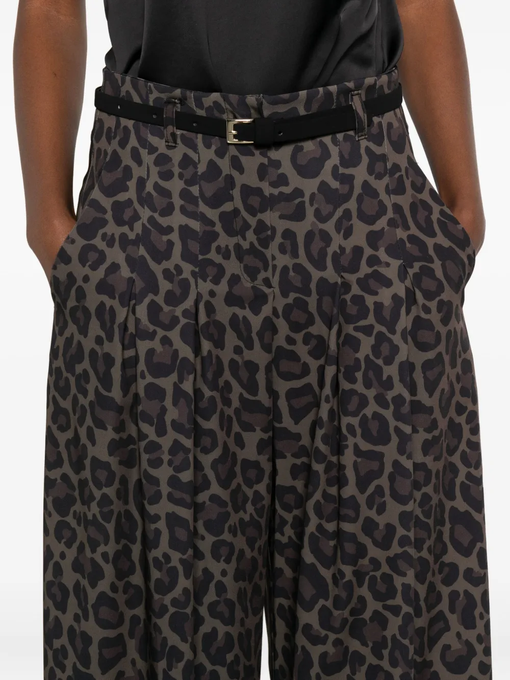 Imperial Pleated Leopard-print Trousers In Gold