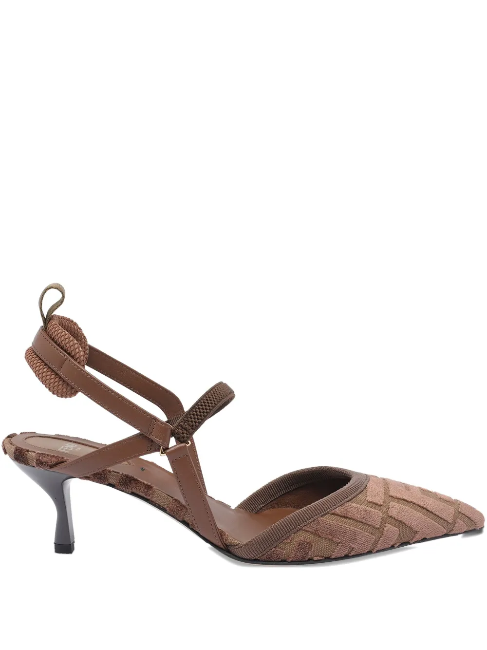 FENDI 55mm FF-logo slingback heeled pumps - ブラウン FENDI 55mm FF-logo slingback heeled pumps - ブラウン