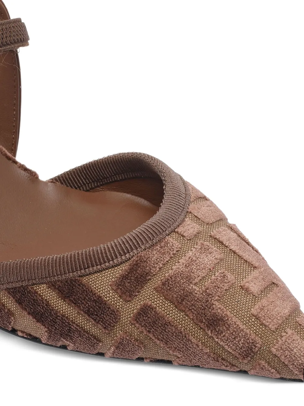 FENDI 55mm FF-logo slingback heeled pumps Brown