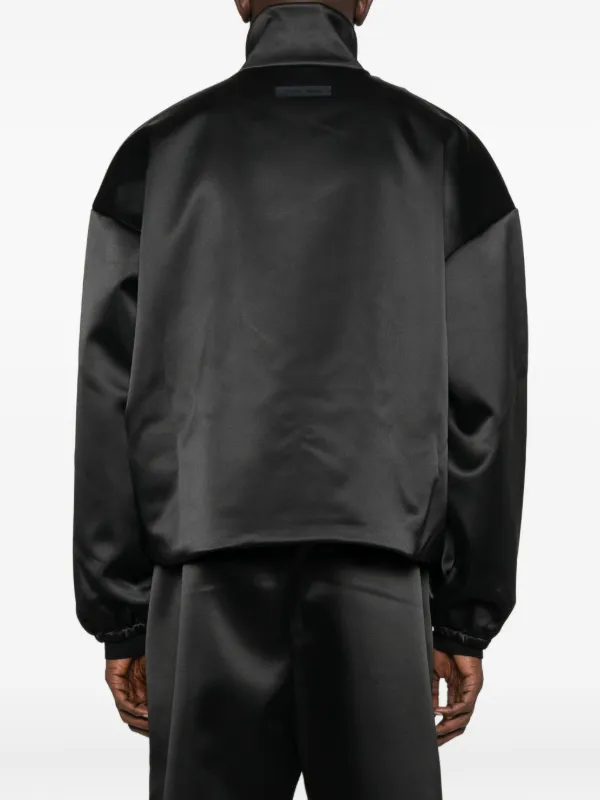 FEAR OF GOD ESSENTIALS ジップアップ サテンジャケット | ブラック