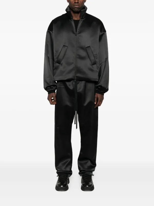 fear of god   サテンジャンバー FEAR OF GOD ESSENTIALS ジップアップ サテンジャケット | ブラック