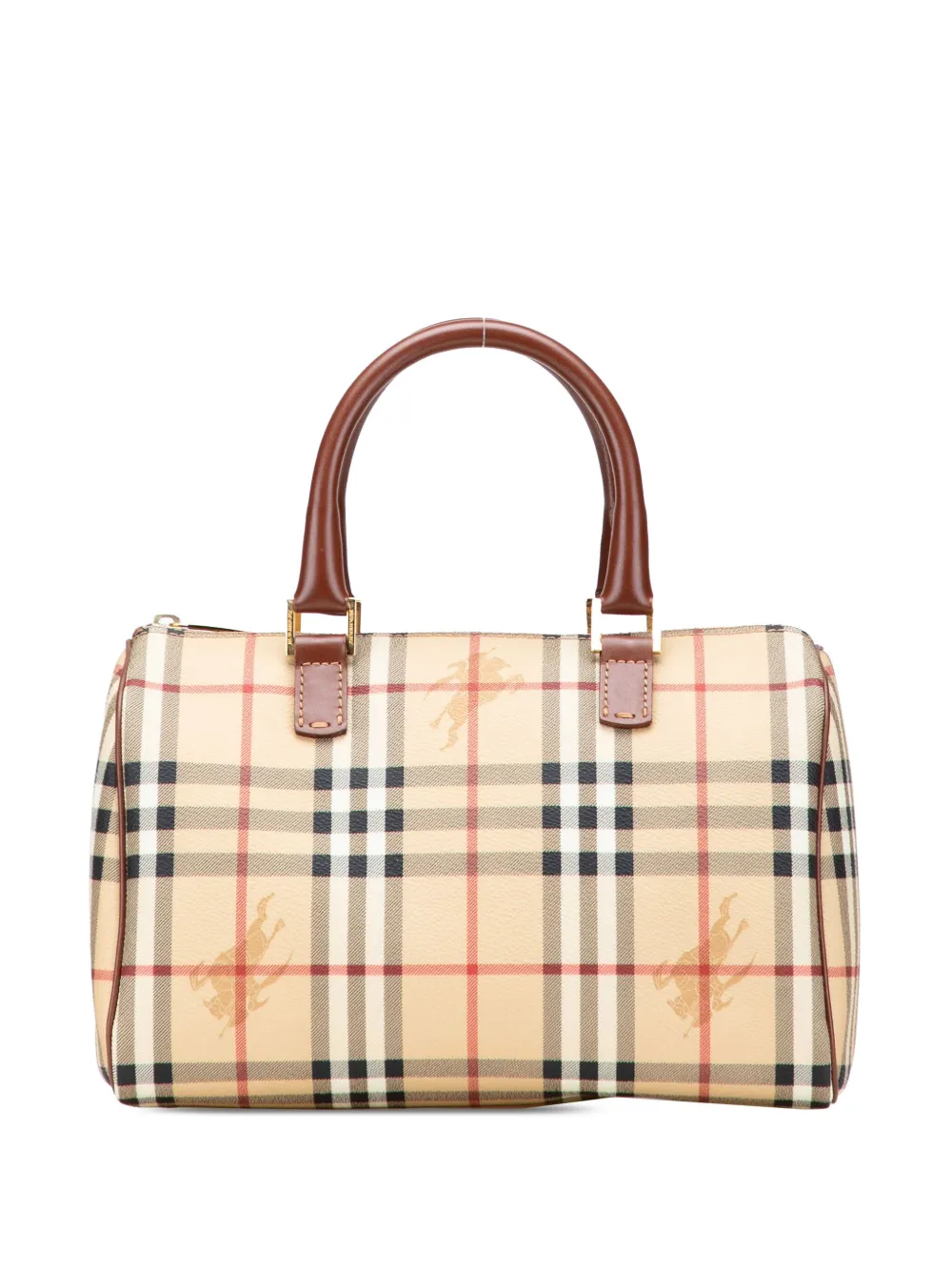 Burberry Pre-Owned 2003 ヘイマーケット チェック コーテッドキャンバス ボストンバッグ - ブラウン Burberry Pre-Owned 2003 ヘイマーケット チェック コーテッドキャンバス ボストンバッグ - ブラウン