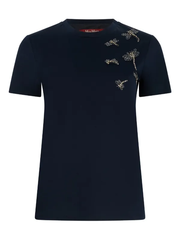 Max Mara Pontile Embellished T-shirt in Blue