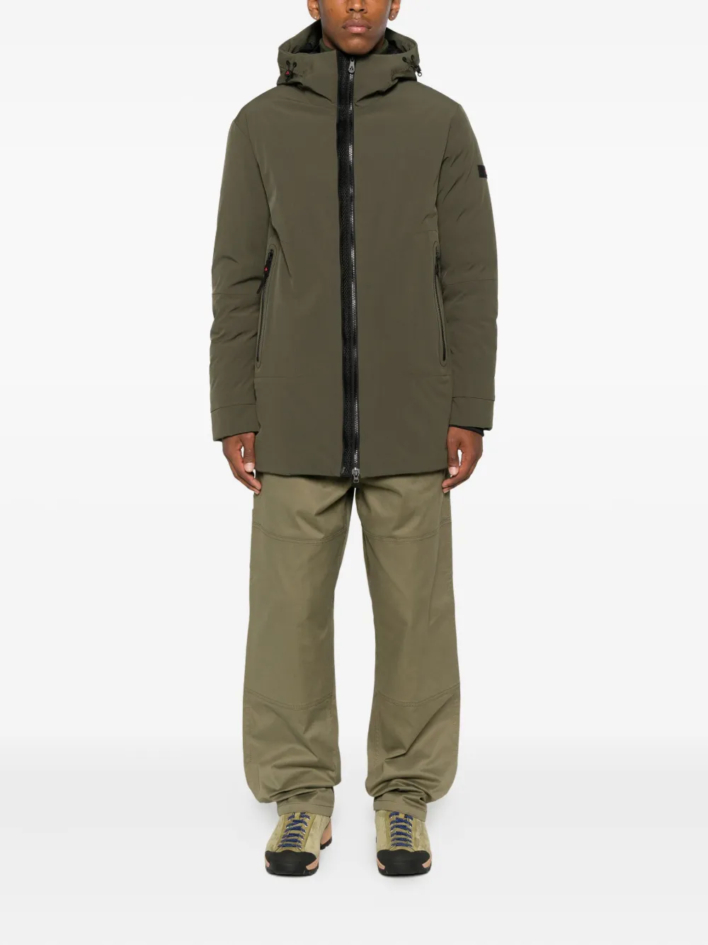Peuterey hooded zip-front coat - Groen